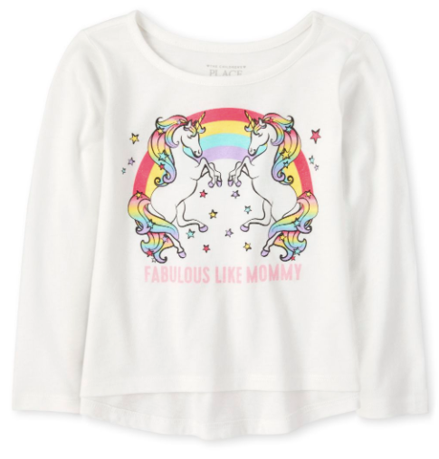 Baby And Toddler Girls Long Sleeve Glitter Graphic Top