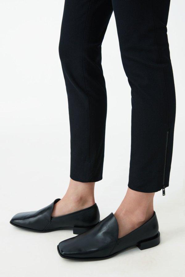LEATHER LOAFERS WITH GEOMETRIC HEEL