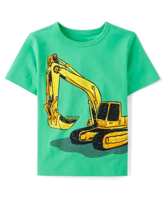 Baby And Toddler Boys Construction Vehicle Graphic Tee - intense teal