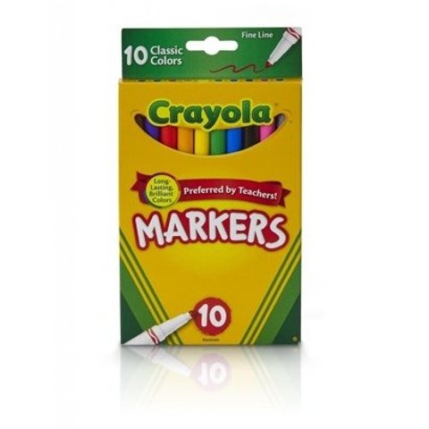 CrayolaFine Tip Markers, Classic Colors, School Supplies, 10 Count