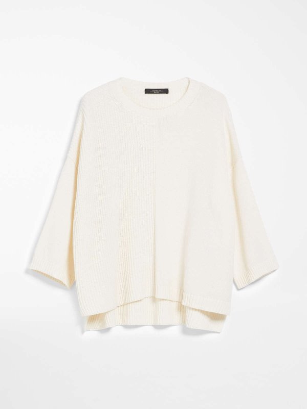 Cotton and wool yarn jumper, white 