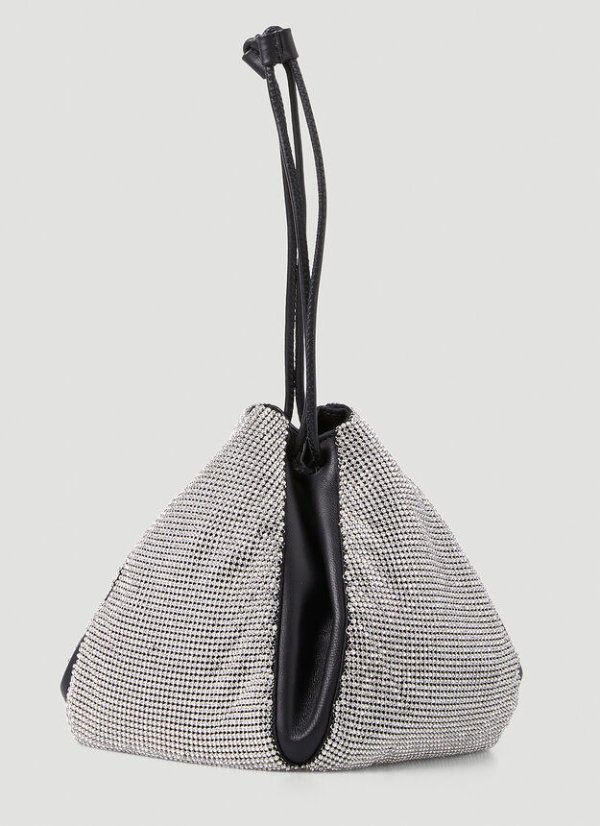 Crystal Mesh Pouch Handbag in Silver