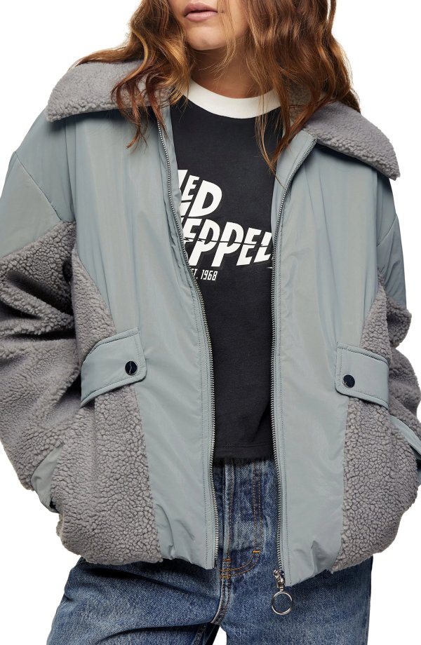 Megan Fleece Mixed Media Jacket