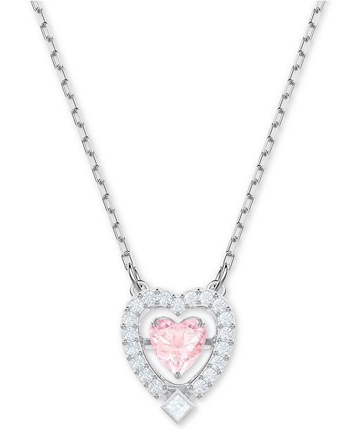Silver-Tone Crystal 3D Cage Heart-Shape Pendant Necklace, 14-4/5" + 4" extender