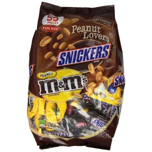 Fun Size Peanut Lovers Variety Pack (M&M's and Snickers), 55-Piece, 36-Ounce