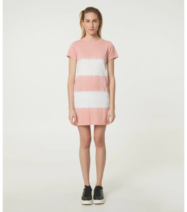 Wide Tie Dye Stripe T-Shirt Dress