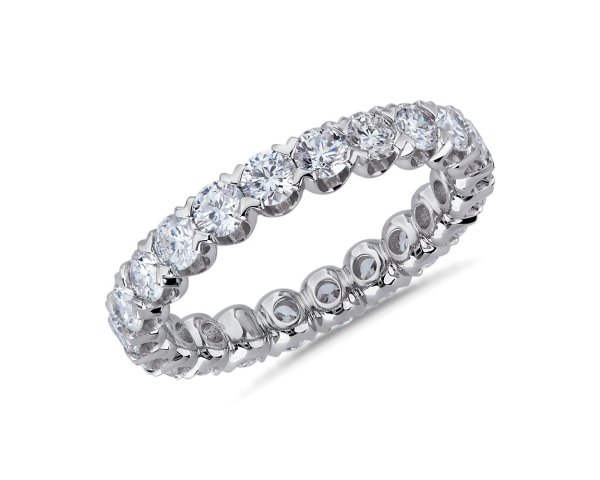 V-Prong Pave Diamond Eternity Ring in 14k White Gold (2 ct. tw.)