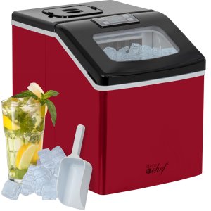 Deco ChefCountertop Portable Ice Maker for Home or Office, 40 lb/Day, Red with Black Lid
