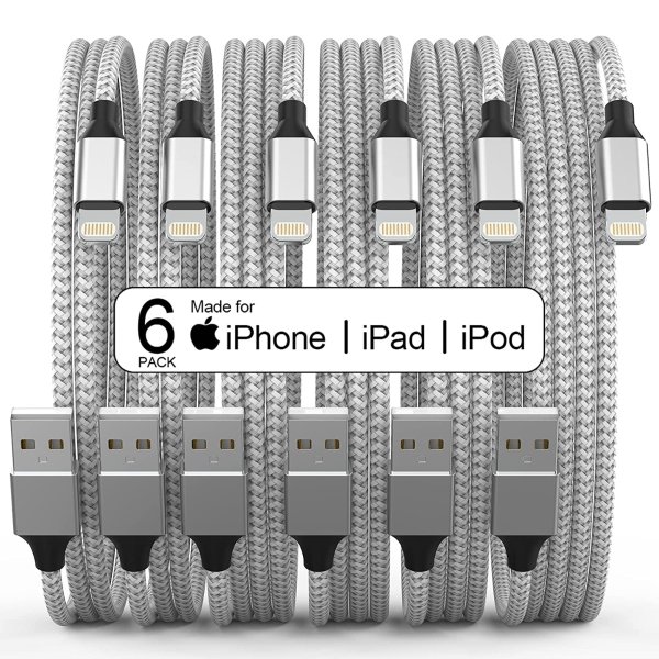 iPhone  3/3/6/6/6/10 FT Charger Nylon Braided Fast Charging Lightning Cable