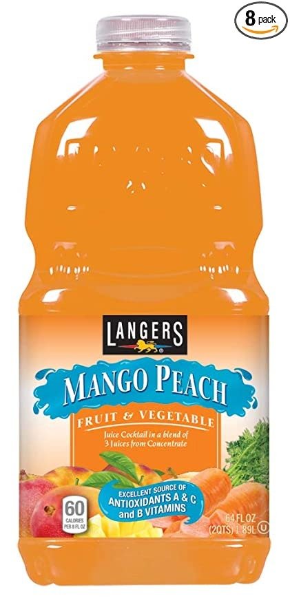 Fruit and Vegetable Juice, Mango/Peach, 64 Ounce (Pack of 8)