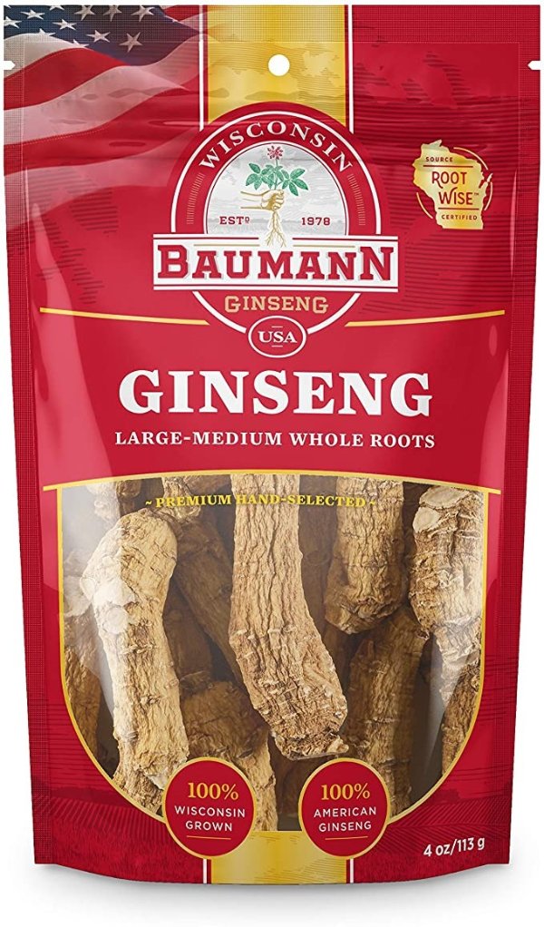 Ginseng Root (Medium)-100% American Ginseng/Ginseng Root/Wisconsin Ginseng/Hand-Selected Ginseng/Ginseng Extract- All-Natural Ginseng Supplements – 4oz