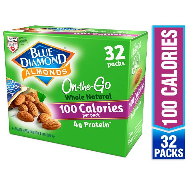 Almonds 100 Calories Per Bag - 32 Grab and Go Bags,.625 Oz (Individual),20 Oz (net Weight)