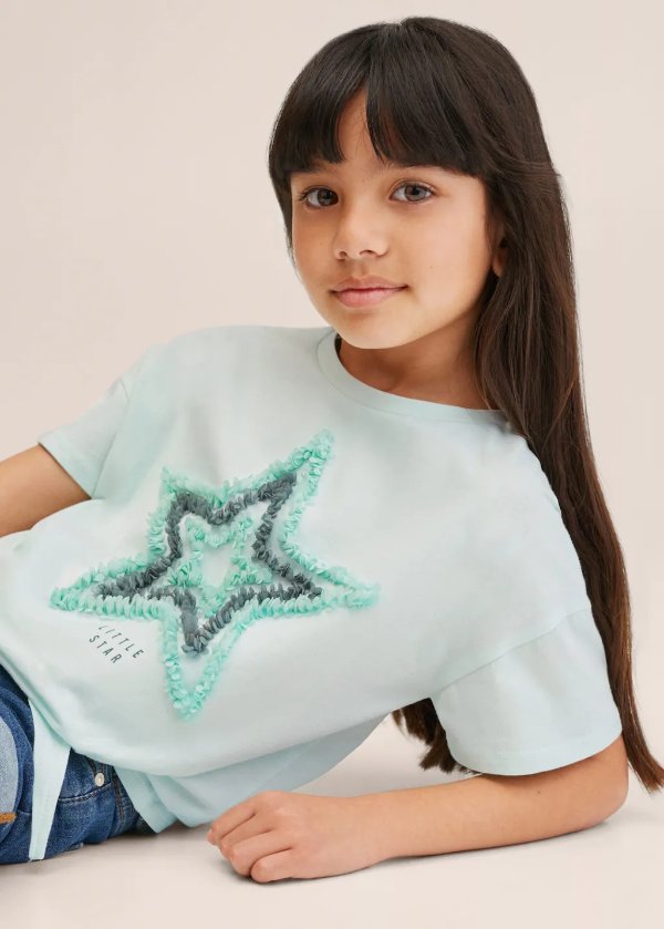 Textured print t-shirt - Girls | Mango Kids USA