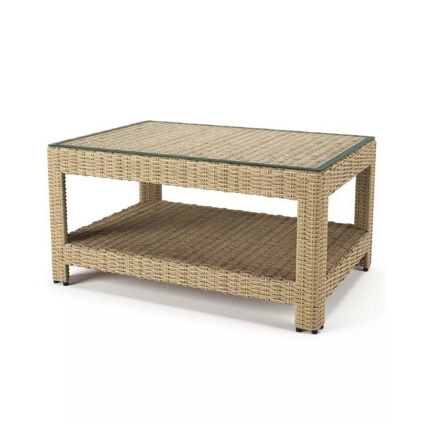 CLOSEOUT! Sydney Woven Outdoor Coffee Table with Glass Top