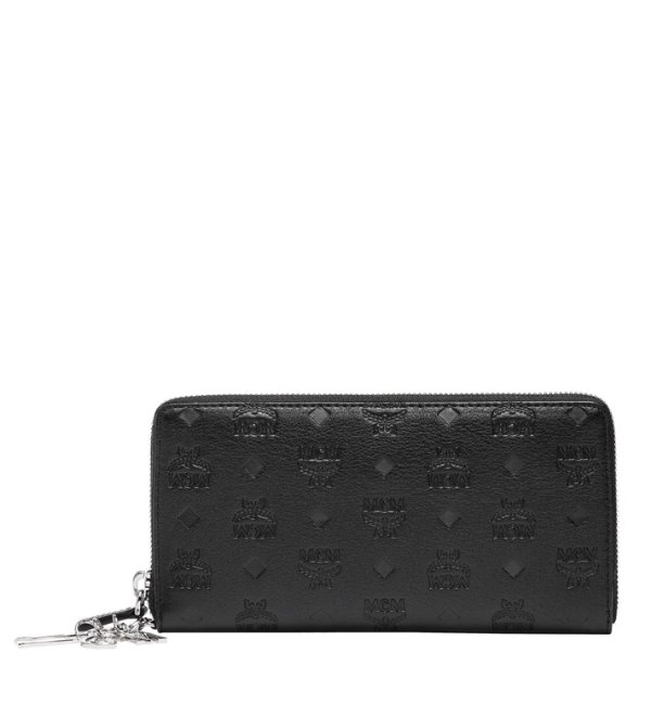 Zip Around Wallet in Monogram Leather Charm