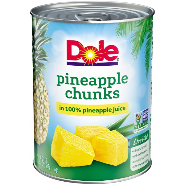 Pineapple Chunks in 100% Pineapple Juice, Canned Pineapple, 20 Oz