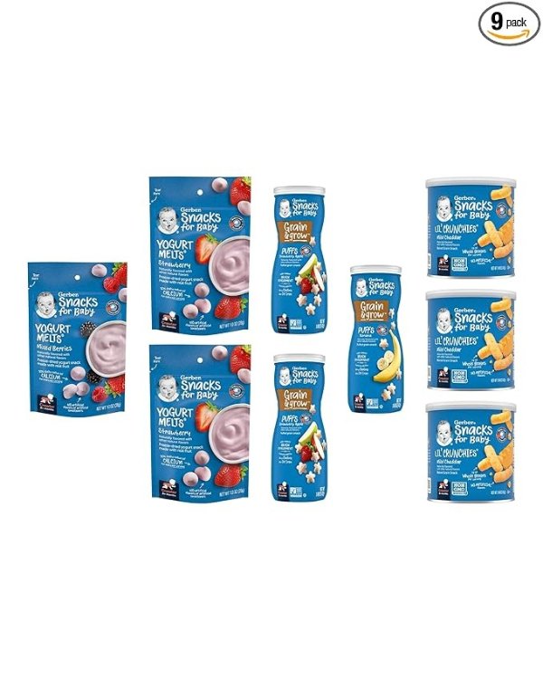 Up Age Snacks Variety Pack - Puffs, Yogurt Melts & Lil Crunchies, 9Count