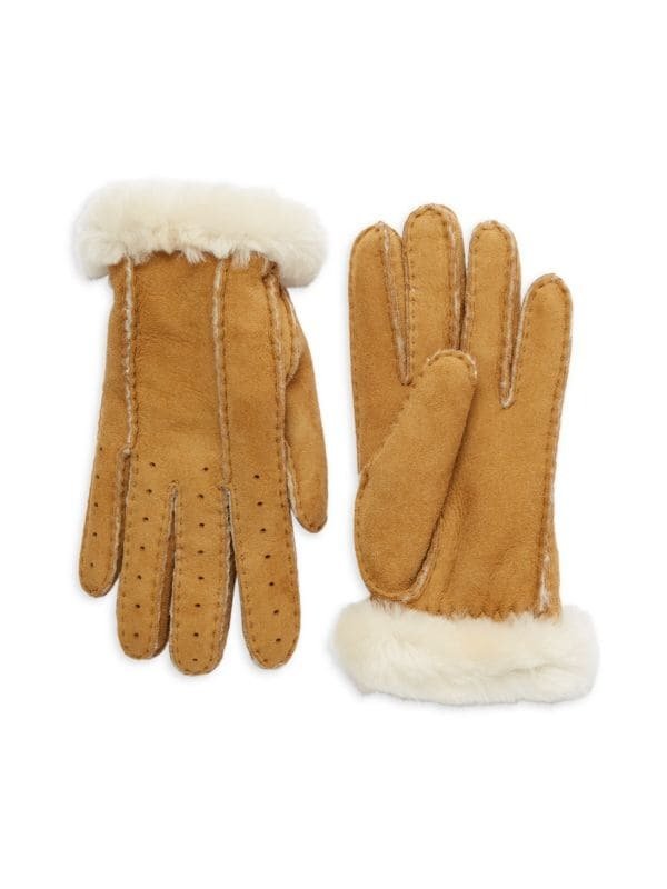 Perforated Shearling Gloves