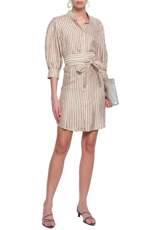 Striped twill mini dress