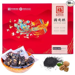 FU PAI E JIAO High Protein Snack Biscuits - Made from Black Sesame Walnuts, Energy Supplements, China Nutritional Snacks, Gift Box 360g (60 Pack)