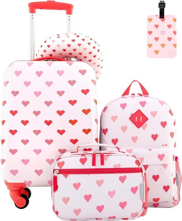 5 Piece Kids' Luggage Set, Hearts