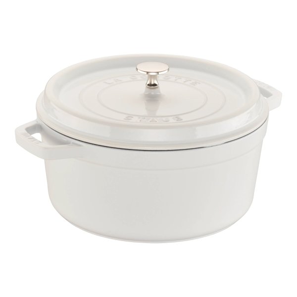 Cast Iron 5.5-qt Round Cocotte - Visual Imperfections - White