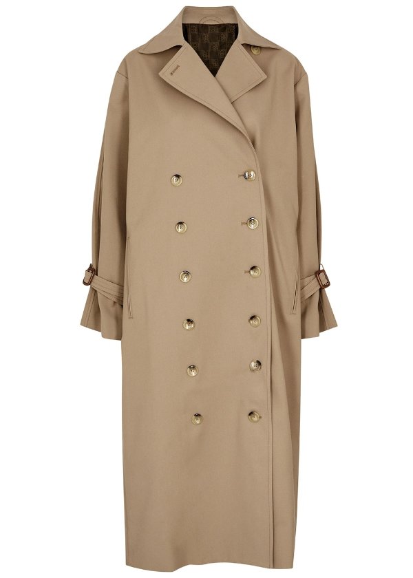 Double-breasted cotton-blend trench coat