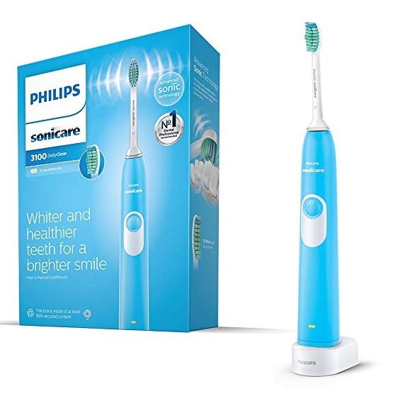 Sonicare DailyClean 3100 Electric Toothbrush, Blue ProResults Brush Head (UK 2-Pin Bathroom Plug) HX6221/66