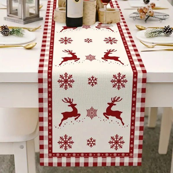 1pc,Christmas Plaid Table Runner, Christmas Decorations, For Dresser Scarves, Restaurant, Dining Table Decoration, Wedding, Party Gathering, Tabletop Supplies, Table Accessories