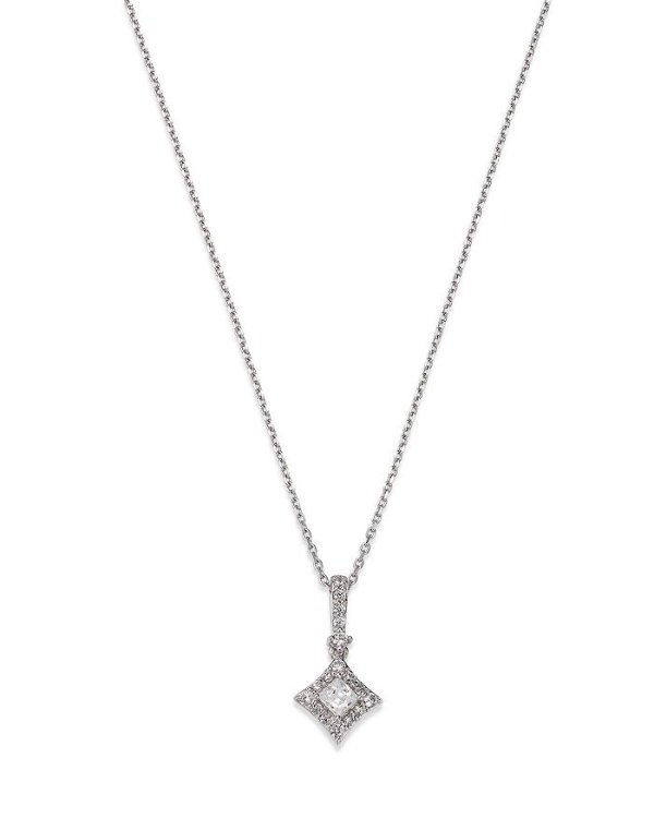 Diamond Princess Halo Pendant Necklace in 14K White Gold, 0.50 ct. t.w. - 100% Exclusive