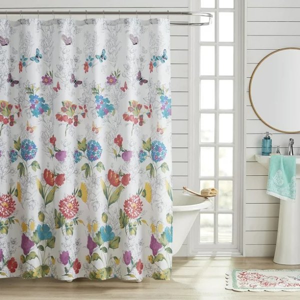 The Pioneer Woman Blooming Bouquet Floral Embroidered Cotton-Rich Shower Curtain
