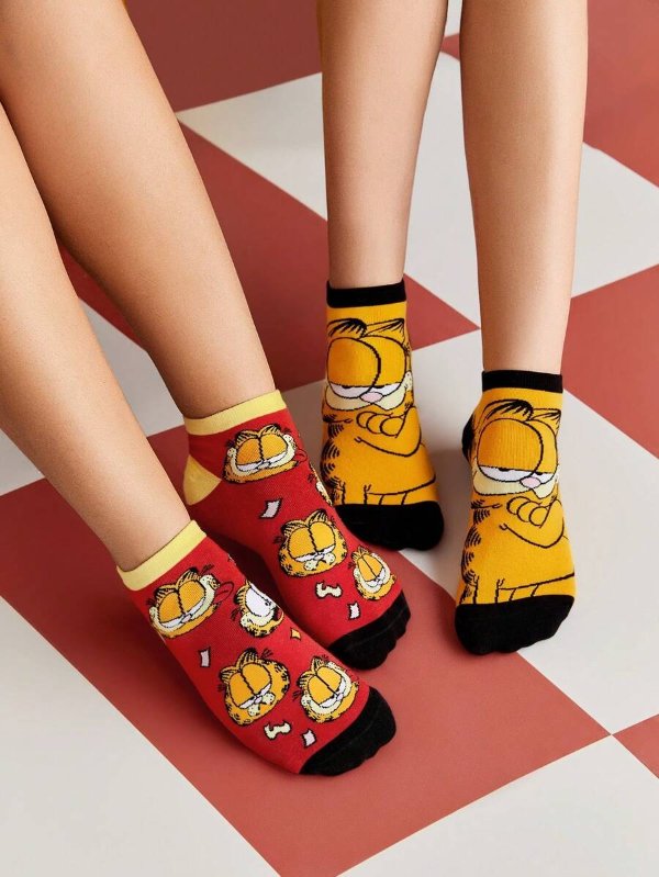 GARFIELD X SHEIN 2pairs Moisture-Wicking & Breathable Unisex Ankle Socks