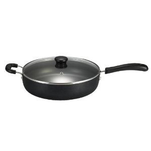 T-fal A91082 Specialty Nonstick Dishwasher Safe PFOA Free Jumbo Cooker Cookware with Glass Lid, 5-Quart, Black