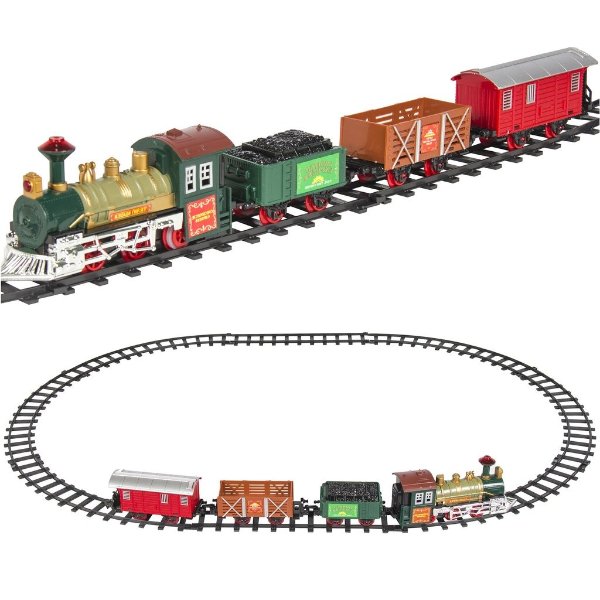 Kids Electric Railway Train Track Toy Playset w/ Music, Lights