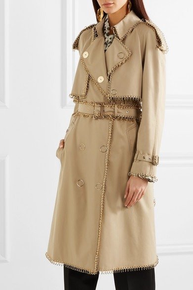 Embellished cotton-gabardine trench coat