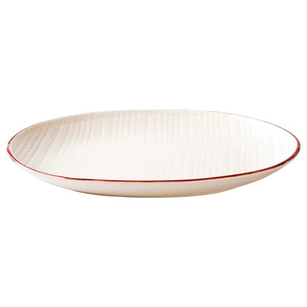 VINTER 2020 Plate - handmade white/red - IKEA