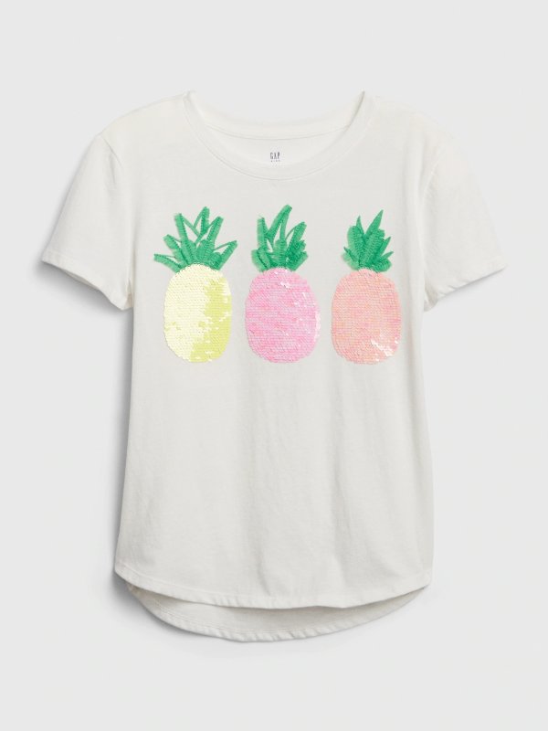 女童亮片T恤，菠萝可变色