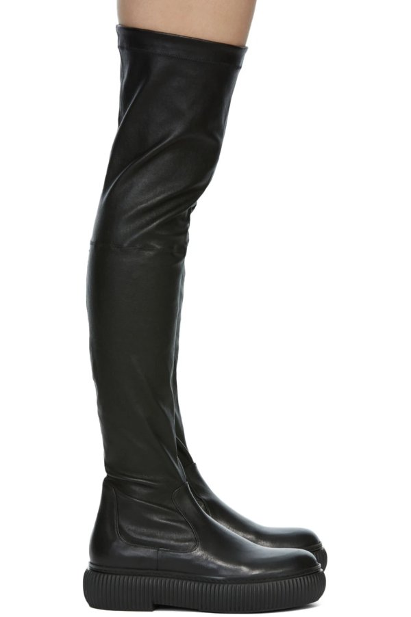 Black Arpege Thigh-High Boots