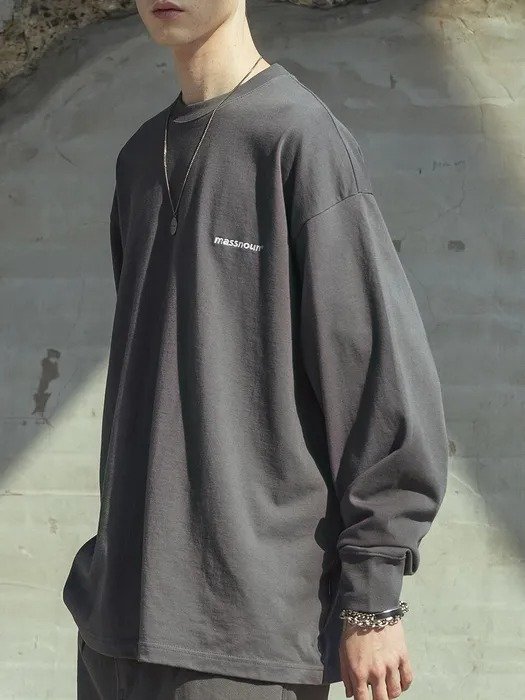 Over-sized Stitch Long Sleeve T-shirt Dark Grey