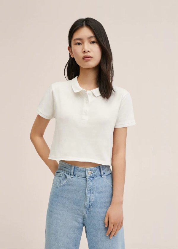 Cropped cotton polo shirt - Teenage girl | Mango Teen USA
