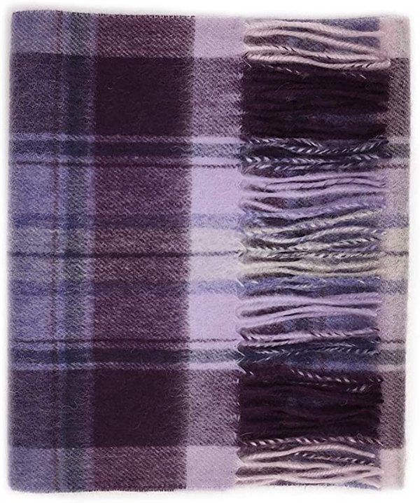深紫格纹围巾