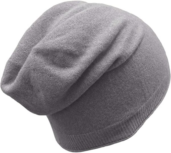 Plain Knit Unisex Beanie Cashmere Wool Extra Lightweight Warm Winter Slouchy Hat