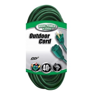 Coleman Cable 2356 16/3 Vinyl Landscape Outdoor Extension Cord, Green, 40 Foot