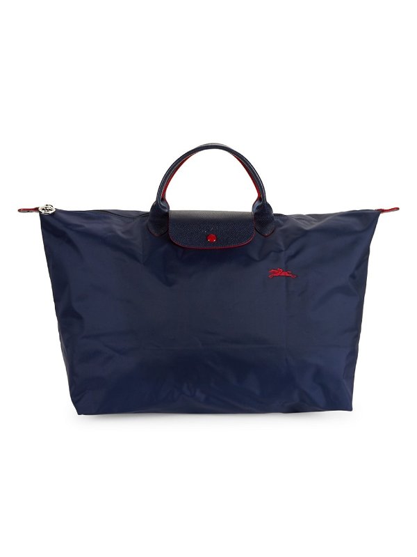 Leather-Trim Travel Top Handle Bag