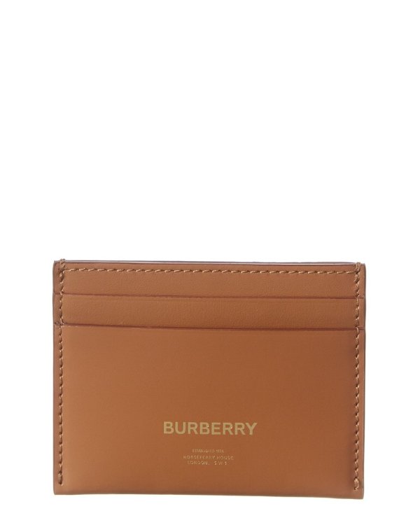 Burberry Black Logo Print Leather Lanyard Card Holder for Men
