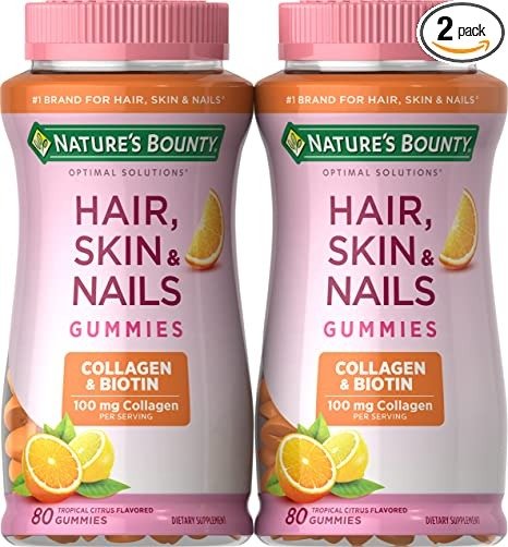 Hair Skin Nails with Biotin and Collagen, Orange, 80 Count Pack, (Pack of 2)