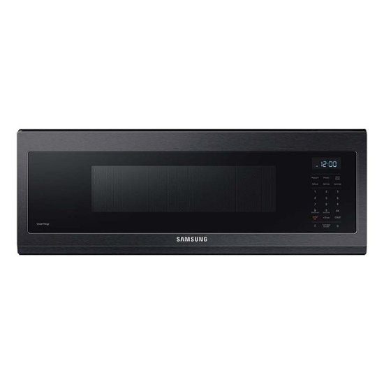 - 1.1 cu. ft. Smart SLIM Over-the-Range Microwave with 400 CFM Hood Ventilation, Wi-Fi & Voice Control - Black Stainless Steel