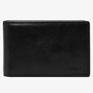 Fossil Men's Derrick Leather Slim Minimalist Magnetic Money Clip Bifold Front Pocket Wallet