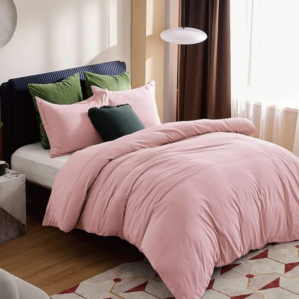 Bedsure Light Pink Duvet Covers Queen Size