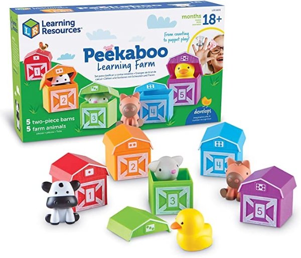 Peekaboo Learning Farm, Counting, Matching & Sorting Toy, Toddler Finger Puppet Toy, Farm Animals Toys, Fine Motor Games, 10 Piece Set, Ages 18 mos+